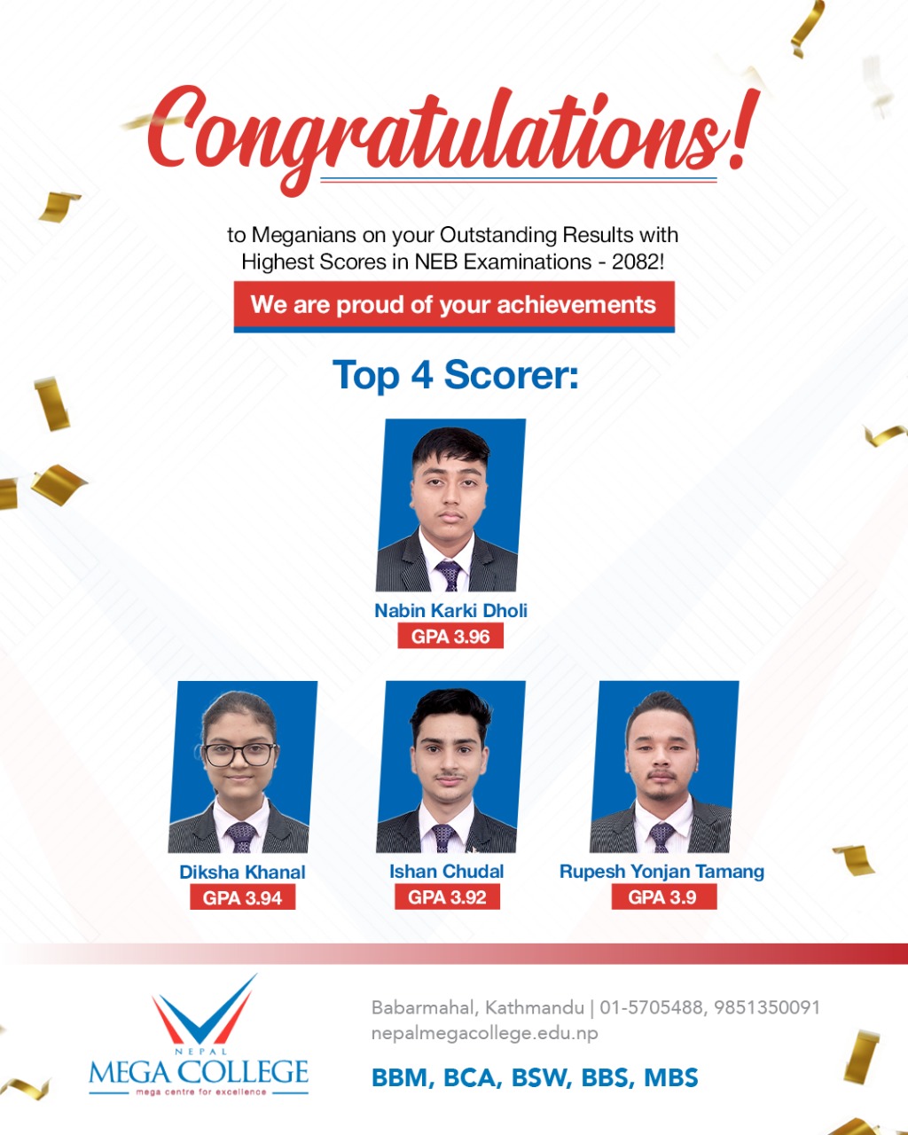 Grade XII NEB Ranking Result - 2082