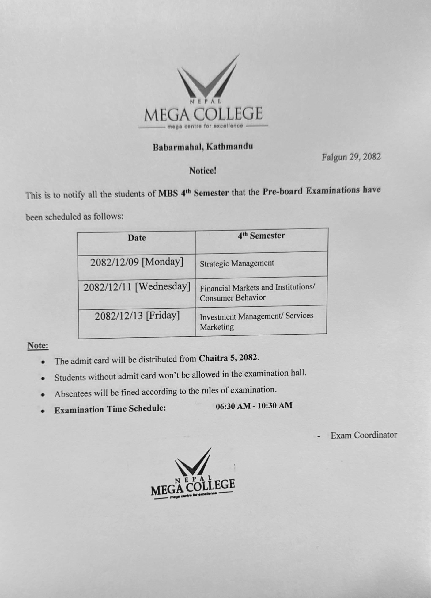 PRE-BOARD EXAMINATION - 2082 (BCA VIII SEMESTER)