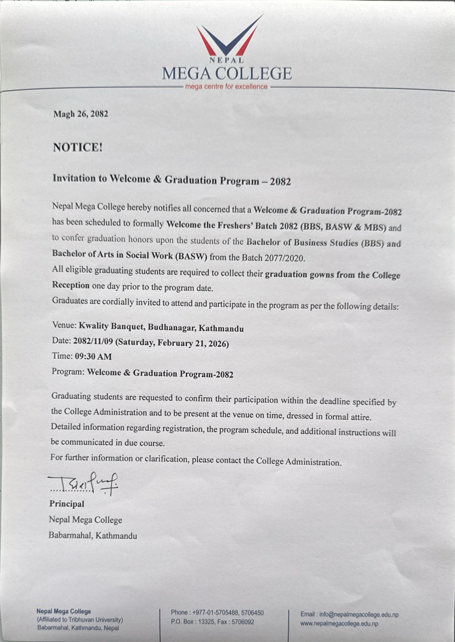 Welcome & Graduation Program - 2082